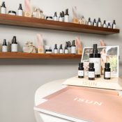 ISUN products on display in the Chipeta Lodge Spa by ISUN at Chipeta Lodge Resort + Spa