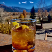 White Buffalo's Old Fashioned cocktail on the rooftop bar at Chipeta Lodge Resort + Spa