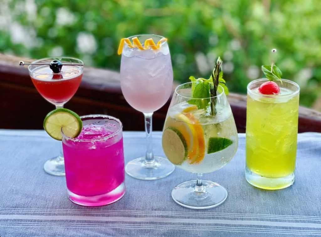 Colorful cocktails at the rooftop White Buffalo bar at Chipeta Lodge Resort + Spa