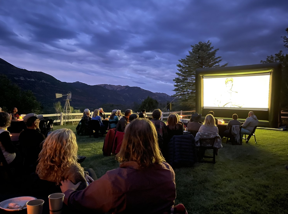 Outdoor film screening at Ouray Film Festival in Ouray CO near Chipeta Lodge Resort + Spa