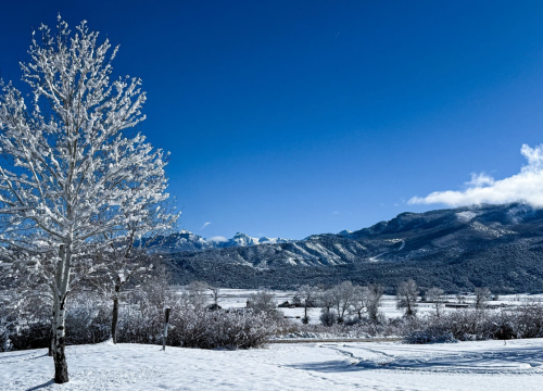 Snowy valley of the San Juans near Chipeta Lodge Resort + Spa