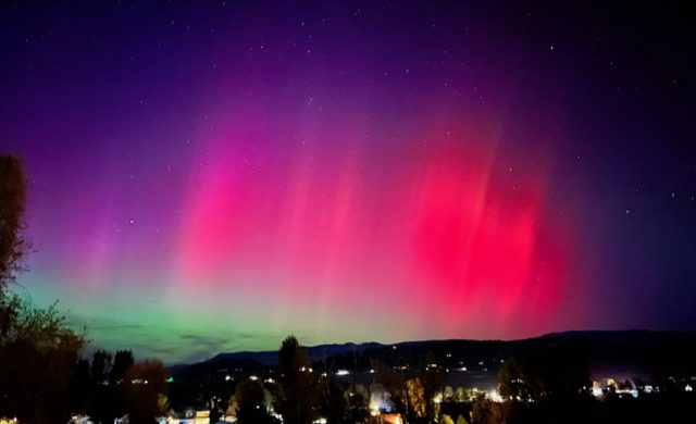 Northern Lights (aurora borealis) shining above Ridgway near Chipeta Lodge Resort + Spa